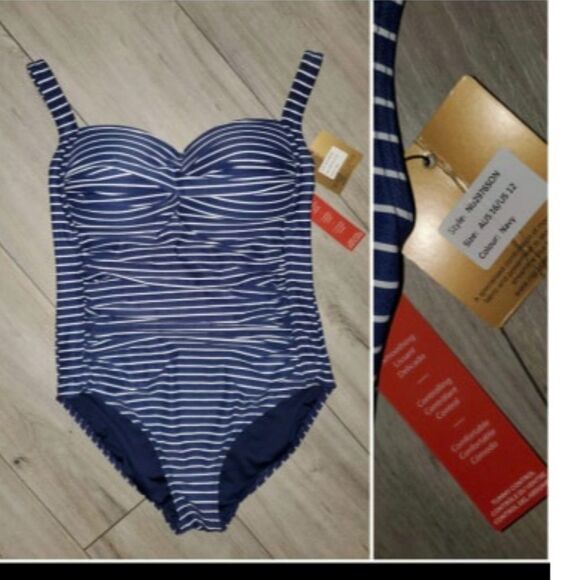 Nip Tuck Navy Rope Twist Front 1 Piece Swimsuit 6 - Picture 4 of 5